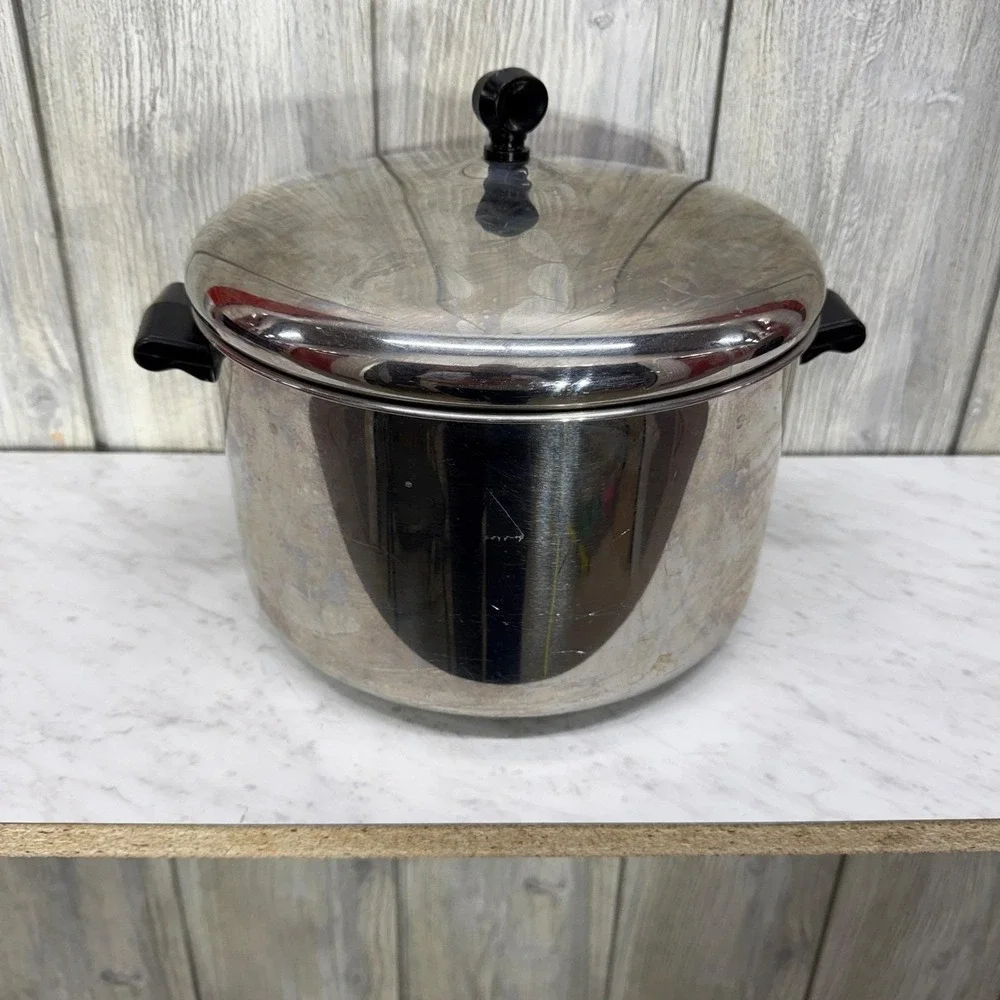 Farberware 8 Qt Stockpot Aluminum Clad Stainless Steel with Lid Steamer Insert